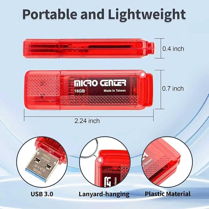 INLAND Micro Center Super Speed 5 Pack 16GB USB 3.0 Flash Drive Gum Size Memory Stick Thumb Drive Data Storage Jump Drive