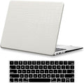 Compatible with Crocodile MacBook Air 13 inch Case 2021 2020 2019 2018 M1 A2337 A2179 A1932, Textured Elegant Luxury Aligator Skin Snakeskin PU Leather Hard Shell & Keyboard Cover, White