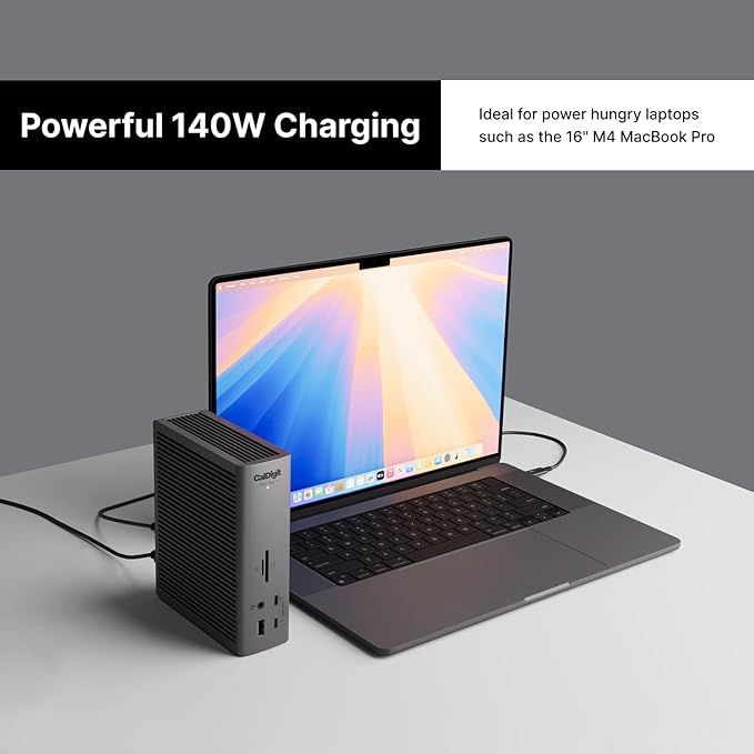 CalDigit TS5 PLUS - Thunderbolt 5 Dock - 20 Port, 10Gb Ethernet, 140W dedicated host Charging, TBT-5 x 3, USB 10Gb/s x10, Dual USB Controllers, Up to Two 8K 60Hz Displays, 1.0m Braided Cable, 330W PSU