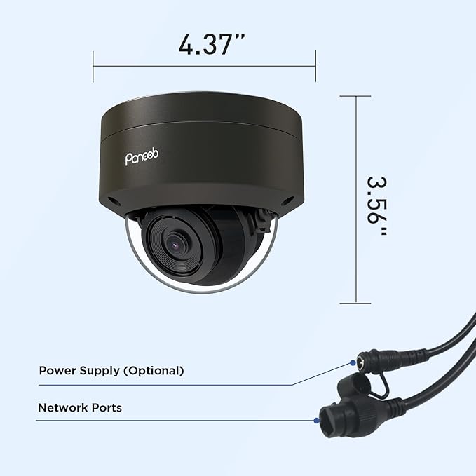8MP PoE Vandal Dome Camera Outdoor Indoor with Mic, 4K H.265 IK10 Security IP Camera, Human Vehicle Detection, 100ft IR Night Vision, IP66 110° Wide Angle 2.8mm Lens, PD54BA3-8M (Not PTZ)