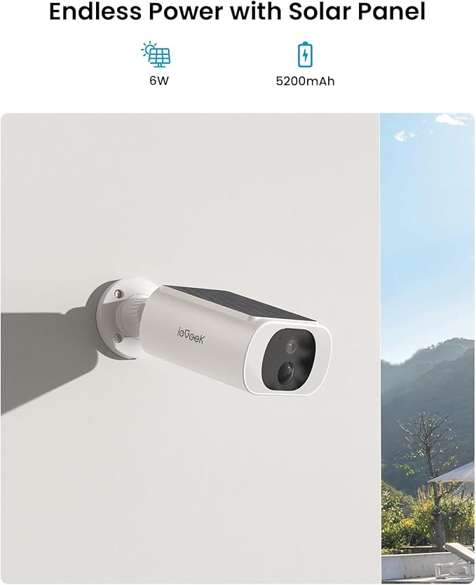 ieGeek Camera Outdoor Wireless, 2K WiFi Battery Powered Cameras for Home Security with Embedded Solar Panel, AI Motion Detection, Smart Spotlight & Alarm, Color Night Vision