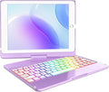 MMK iPad Keyboard Case for iPad 6th Gen 2018, iPad 5th Gen 2017, iPad Pro 9.7, iPad Air 2, iPad Air 1, Backlit 10 Color 360 Screen Rotation iPad Case with Keyboard, Auto Sleep/Wake (Purple)