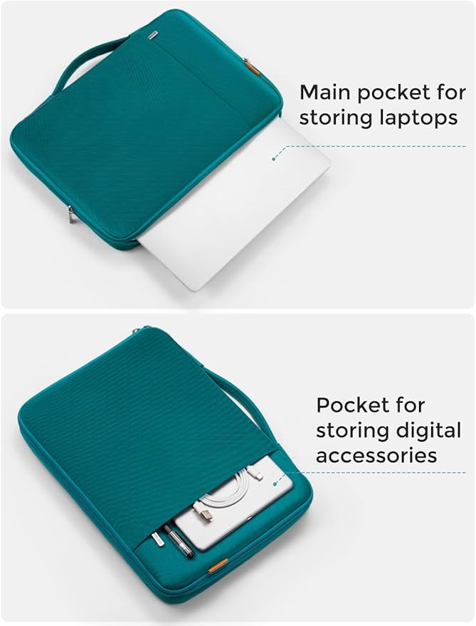 DOMISO 13 inch Laptop Sleeve Water Resistant Shockproof Protective Computer Bag for MacBook Air 13 M4 M3 M2,MacBook Pro M2 M1,iPad Air/Pro,13 inch Dell,Lenovo, HP,Asus with Accesory Bag,Turquoise