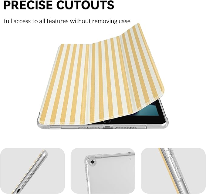 Lovmooful Compatible for iPad Air 3rd Generation 10.5" 2019/iPad Pro 10.5 Inch 2017 Case with Pencil Holder Cute Striped with Aesthetic Design Soft TPU Trifold Stand Protective-Yellow