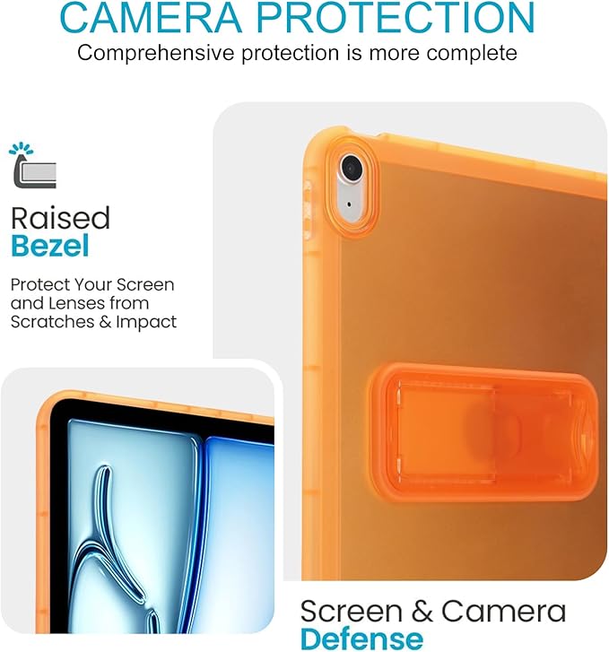 Slim Case for iPad (A16) 11th Generation 11 Inch 2025 / iPad 10th Generation 10.9 Inch 2022, Built-in Kickstand Non-Slip Shockproof Rugged Protective for iPad 11th 10th Gen, Orange