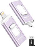 Gulloe 512GB Dual Interface Flash Drive for Phone Storage Photos Videos, Phone USB Backup External Photo Memory Stick - No App Required, Compatible with iPhone, iPad, Android & PC (Lavender Purple)