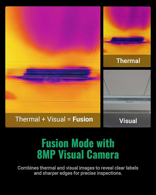 HSFTOOLS P2W Wi-Fi Thermal Camera with 8MP Visual Camera, 3.5" Touch Screen, 640x480 Super Resolution Thermal Imaging Camera, Intelligent Scene Detection, 256x192 IR Resolution, Video Recording