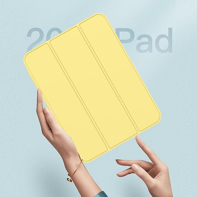 iMieet iPad mini 7 Case 2024 (A17 Pro), iPad mini 6 Case (8.3-Inch,2021 Model), iPad mini 7th/6th Generation Case with Pencil Holder, Trifold Stand Smart Case with Soft TPU Back,Yellow