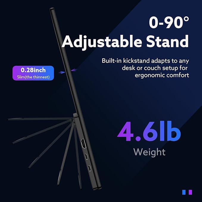 23.8'' Portable Monitor 4K UHD 60Hz 120% sRGB, VESA USB-C HDMI Laptop Screen Extender, Built-in Stand Speakers for Laptop PC Mac Phone PS4/5 Xbox Switch