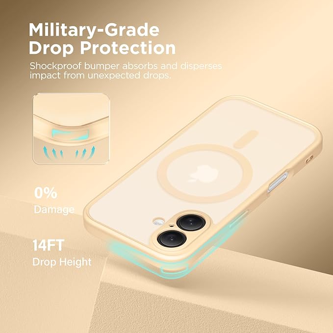 CAPRARO Magnetic Compatible with iPhone 16 Case, Upgraded [Full Camera Protection] [Compatible with MagSafe] Protective Translucent Matte Women Girl Phone Case Cover, Tangerine