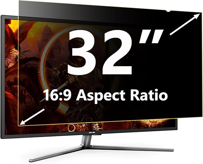 32 Inch Privacy Screen Filter for Widescreen 16:9 Monitor | Privacy Shield | Anti-Glare | Anti-Blue Light Protector | Eye Protection | Computer Security Private Filter