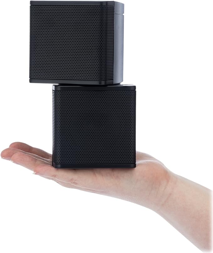 Pure Resonance Audio MC2.5B Dual 2.5” Swiveling Surround Sound Mini Cube Speaker (Pair, Black) (with Brackets)