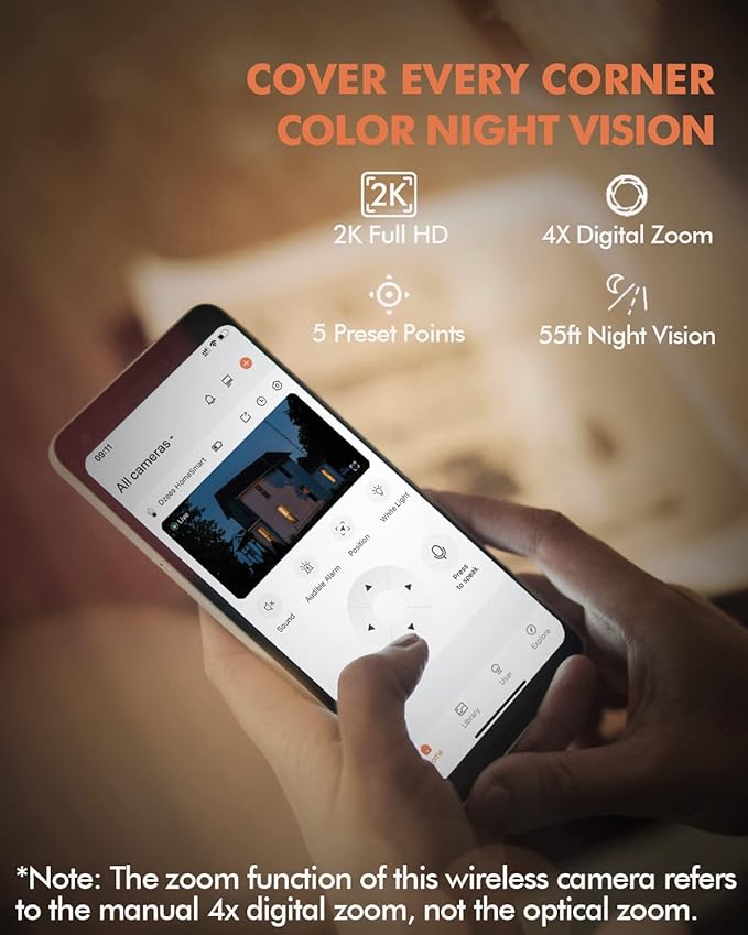Dzees Security Cameras Wireless Outdoor, 2K Pan/Tilt 360° View Solar/Battery Powered WiFi Cameras for Home Security with AI Motion Detection,Color Night Vision, 2-Way Audio, IP66, SD/Cloud Storage