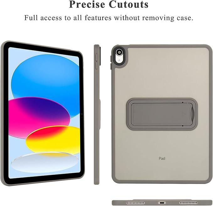 Shockproof Case for iPad (A16) 11th/10th Generation 10.9 inch 2025/2022, Kickstand Slim Fit Rugged Bumper Lightweight Anti-Scratch Bumper Case Cover for iPad 11th/10th Gen, Gray