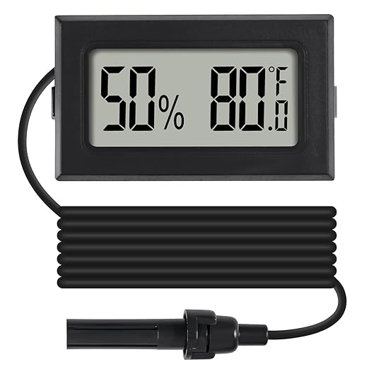 6Pcs Mini Digital Thermometer Hygrometer Gauge Indoor with Probe Sensor LCD Display Meter Temperature Humidity Fahrenheit Meter for Incubator Reptile Plant Tank Garden ℉