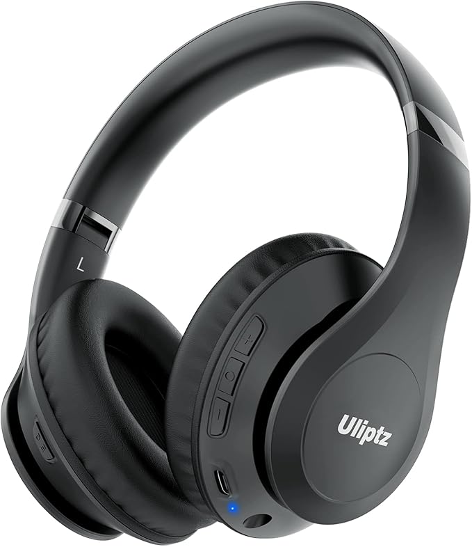 Uliptz Wireless Bluetooth Headphones, 65H Playtime, 6 EQ Sound Modes, HiFi Stereo Over Ear Headphones with Microphone, Foldable Lightweight Bluetooth 6.0 Headset for Travel/Office/Cellphone/PC