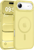 Newfuture Magnetic for iPhone Air Case [Compatible with Magsafe] [Military Grade Drop Protection] Translucent Matte Anti-Scratch Shockproof Protective Phone Cover 6.5 Inch, Yellow
