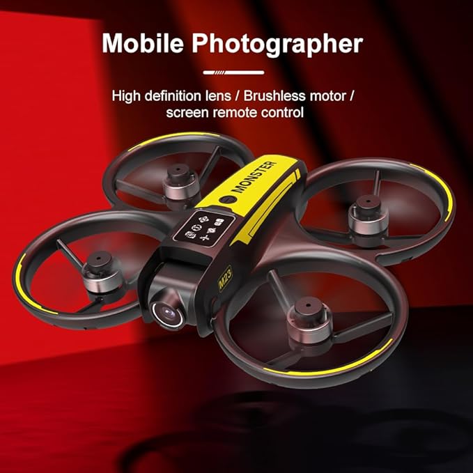 Drone with HD Camera 4.5inch Screen Controller, Under 250g Mini RC Quadcopter Headless Mode One-Key Takeoff/Landing Optical Flow Positioning M23 Drones with 2 Batteries for Adult Beginners (Black)