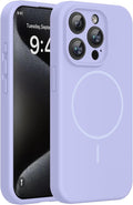 Miracase Magnetic for iPhone 15 Pro Case, [Soft Anti-Scratch Microfiber Lining], Magnetic for MagSafe, Liquid Silicone Shockproof Drop Protection Phone Case for 15 Pro, Light Purple