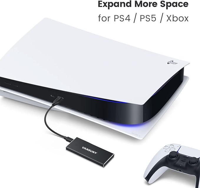 Vansuny 1TB Portable External SSD, USB 3.1 Gen2 500MB/s High-Speed Data Transfer, Metal USB C Mini Portable External Solid State Drive for PC, Laptop, Phones and More