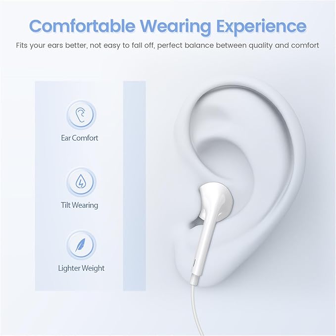 Nvnceiw 2-Pack Wired iPhone Earbuds/Headphones/Earphones with Mic and Volume Control, Compatible with iPhone, iPad, iPod, Computers, MP3/MP4 Players, Android Devices, and Most 3.5mm Audio Devices