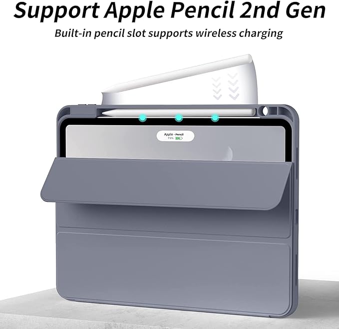 Case for iPad Pro 12.9-inch 2022/2021(6th/5th Gen),iPad Air 13 Inch(M4/M3/M2,2026/2025/2024) with Pencil Holder,2nd Gen Pencil Charging,Auto Sleep/Wake,Flexible TPU Protective Cover (Purple)