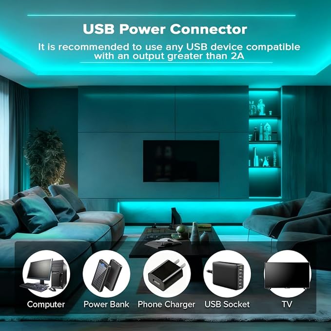 5V COB Ice Blue Led Strip Light 6.56FT USB Powered CRI90+ LED Tape Lights with Dimmer, 8mm Width Dimmable High Density Flexible Strips for TV Under Cabinet Bedroom