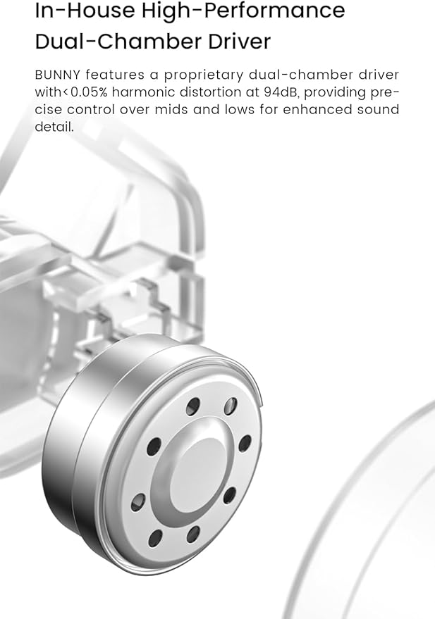 Bunny Gaming Earphones with Single Dynamic Dual-Chamber Driver, Wired Earbuds IEM, 1DD 0.78 2pin Monitor with Bass Boot Maze Cavity, Entry-Level HiFi in-Ear Headphones with Mic - USB Type C