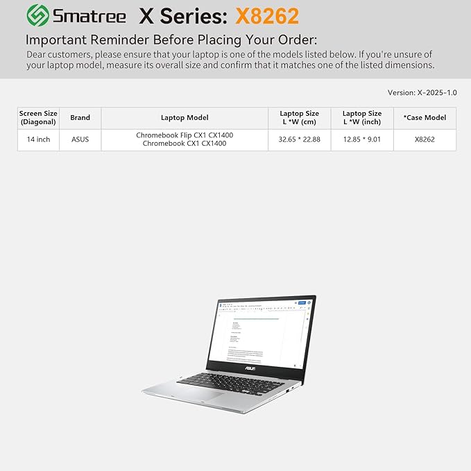Smatree Hard EVA Protective Sleeve Case Compatible for 14 inch ASUS Chromebook Flip CX1 (CX1400)/ASUS Chromebook CX1 (CX1400) Laptop,Waterproof and Anti-Shock Bag,Green(X8262G)