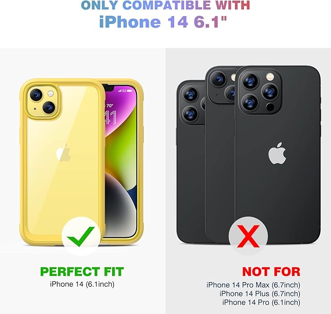 Diaclara Designed for iPhone 14 Case, Full Body Rugged Case with Built-in Touch Sensitive Anti-Scratch Screen Protector, with Camera Lens Protector for iPhone 14 6.1" (Lemon Yellow)