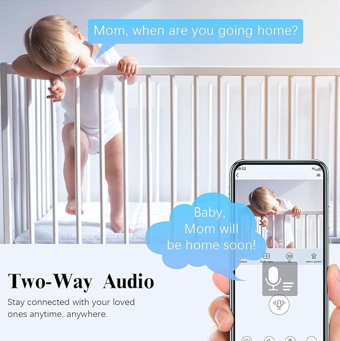OOSSXX 2-Way Audio Indoor Security Camera Video Baby Monitor and Pet Monitor, 1080P PTZ Nanny Cam Smart Wireless Cameras for Home Video Surveillance (1-Pack)