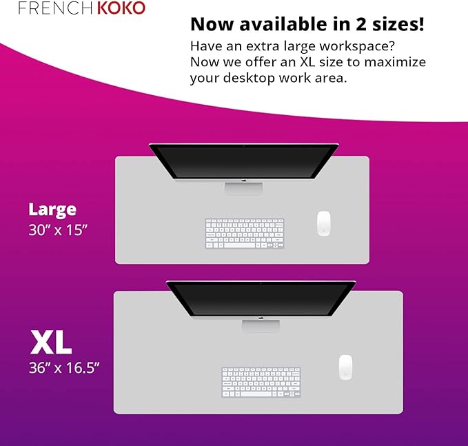 French KOKO Large Mouse Pad Desk Mat Desk Pad Keyboard School Essentials Office Decor Big Extended Laptop Protector Computer Accessories Pretty Mousepad Women Girls Pink Flowers XL Gift