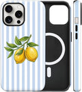 Magnetic for iPhone 11 Case Cute Lemon Stripes Phone Case, Shockproof Slim TPU and Hard PC Protective Phone Cover Compatible with MagSafe Designed for Women Girls, Blue