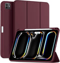 Kidopire New Compatible with iPad Pro 11 Inch Case (M4 2024/M5 2025) with Pencil Holder, Smart Cover with Protective Trifold Stand & Soft TPU Back, Auto Wake/Sleep, Support Pencil Pro, Wine Red