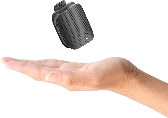 AT&T Essentials Clip Bluetooth Speaker | Mini Portable Bluetooth 5.3 Speaker with USB-C, Waterproof IPX5, 12-Hour Battery, Compact Clip-On Audio for Travel, Dorm, Outdoors - Black