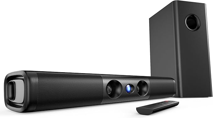 RIOWOIS Sound Bar for Smart TV,3.1ch Soundbar with Wired Subwoofer,100W Deep Bass, TV-ARC/Optical/AUX/Bluetooth 5.3 Connect, Surround Sound System for TV PC/Gaming/Projectors