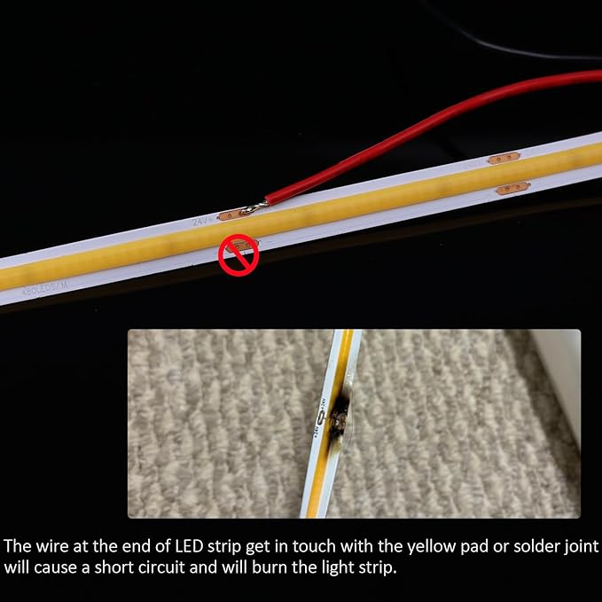 JOYLIT 24V COB LED Strip Lights 16.4ft 6000K Cool White 550LM/FT Super Bright CRI 95+, UL Premium 2400LEDs Dotless Dimmable Adhesive Tape Light 90W for Commercial, Industrial, Residential