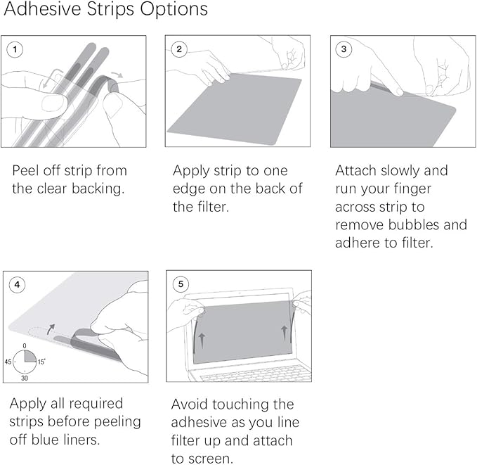 Privacy Screen Filter Adhesive Strips and Slide Mount Tabs for Computer Monitors and Laptops - Replacement Kits