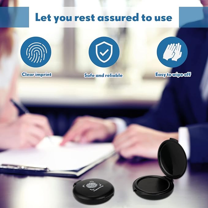 50 Pcs Fingerprint Ink Pad Black Finger Print Stamp Pad Mini Inkless Thumbprint Pads for Home Office Bank Identification Security ID Fingerprint Cards Law Enforcement Notary Supplies, 2.3 x 2 Inch