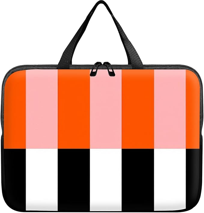 Laptop Sleeve Case Bag 13 inch, Orange Black White Stripes Slim Carrying Case Handbag Travel Laptop Bag for 13 inch MacBook Air M3/M2/Pro M2/ 13" iPad Pro/Air M4/M2 2024