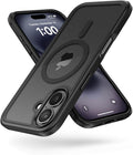 Mobnano for iPhone 16 Case, Compatible with MagSafe, Crystal Clear Case with Magnetic Ring, Multicolor Protective Shockproof Bumpers, Not Yellowing Slim Cover for Men Women - Black