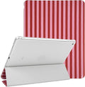 Lovmooful Compatible for iPad 9/8/7 (10.2-Inch,2021/2020/2019 Model,9th/8th/7th Generation) Case with Pencil Holder Cute Striped with Aesthetic Design Soft TPU Trifold Stand Protective-Red