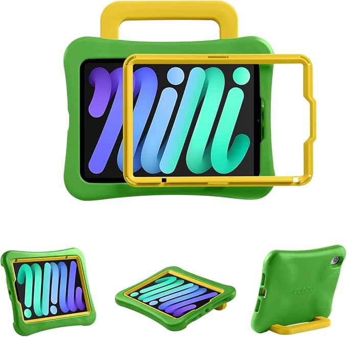 Kids Case for iPad mini 7 (A17 Pro) 2024 /iPad Mini6 2021, Light Weight Heavy Duty/Shockproof/Drop Proof with Handle/Kickstand, Child Friendly Cover for iPad mini 7th/6th Gen 8.3inch (Green)