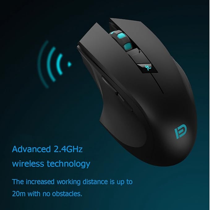 Granvela Noiseless Wireless Mouse,Forter i720 Ergonomic Silent Mouse for Gaming and General Use - 2 Side Buttons - Black