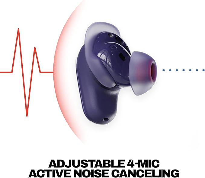 Skullcandy Method 360 ANC Wireless Earbuds, Sound by Bose, Bluetooth Headphones, Premium Noise Cancelling, Up to 40 Hrs Battery, Sweat and Water Resistant, Microphone for iPhone Android - Future