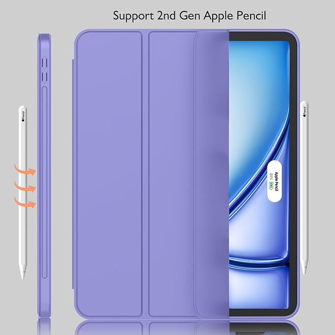 iMieet iPad Air 11 Inch Case M4/M3/M2(2026/2025/2024), iPad Air 5th/4th Generation Case 2022/2020 10.9 Inch with Pencil Holder,Trifold Stand Smart Case with Soft TPU Back(Slate Blue)