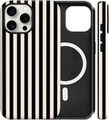 Magnetic for iPhone 13 Pro Case Cute Stripes Phone Case, Shockproof Slim TPU and Hard PC Protective Phone Cover Compatible with MagSafe Designed for Women Girls, Black and White