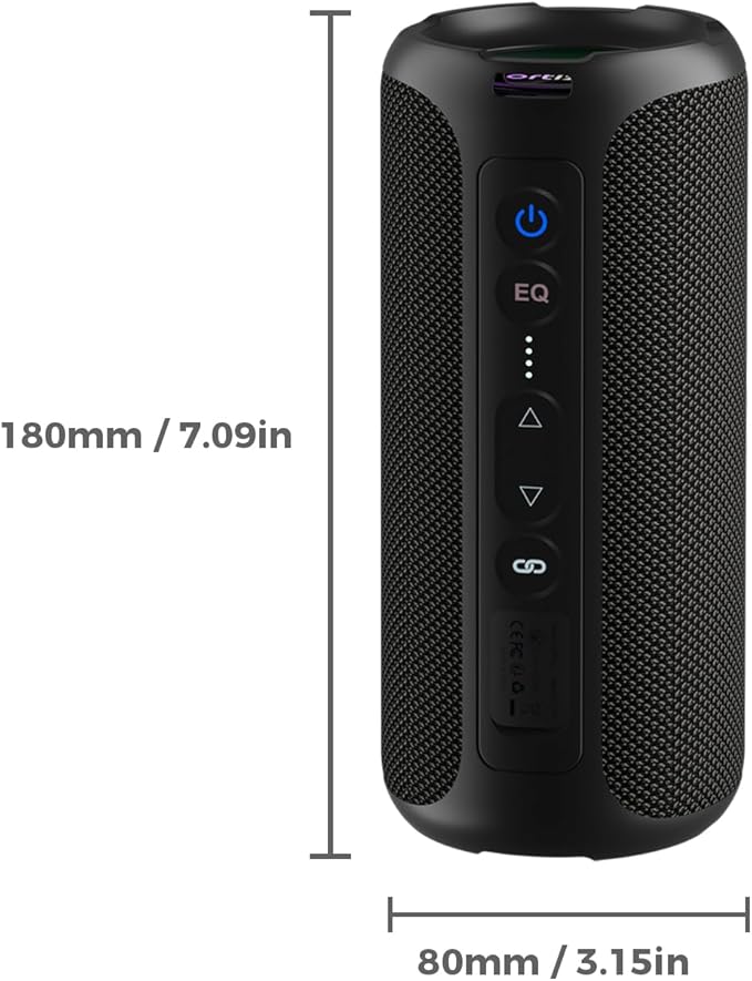 Ortizan Portable Bluetooth Speaker Wireless (2nd Gen), 40W Powerful Sound and Deep Bass, 30 Hours Playtime, IPX7 Waterproof, TWS for 2 Speakers Pairing for Shower, Outdoor - Electronics Gift (Black)