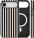 Magnetic for iPhone 17 Air Case Cute Stripes Phone Case, Shockproof Slim TPU and Hard PC Protective Phone Cover Compatible with MagSafe Designed for Women Girls, Black and White