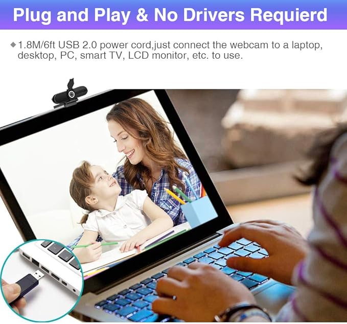 GoHZQ 4K Webcam with Microphone & Privacy Cover - 8MP Ultra HD USB Camera for Computer/Laptop/Switch 2, Pro Streaming Video Calling